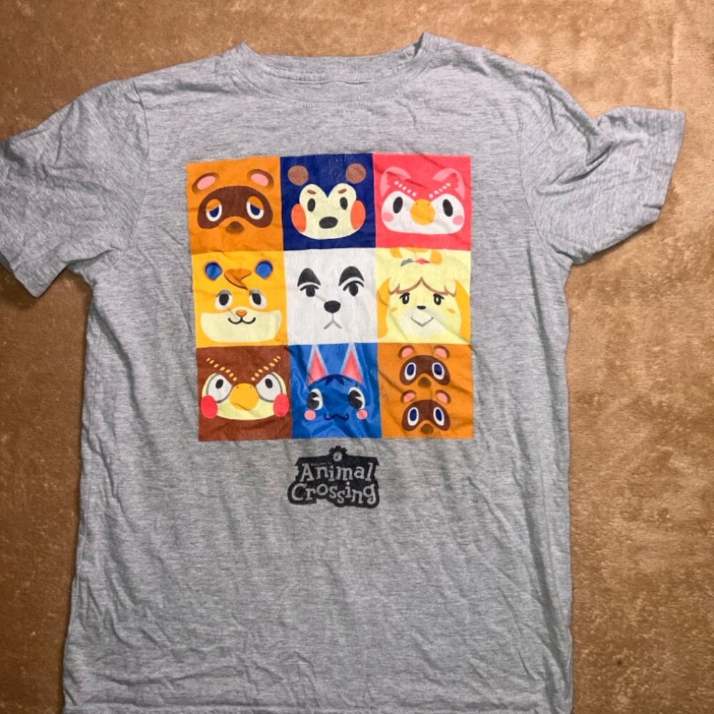 Nintendo Licensed Youth Large Gray Welcome to Animal Crossing Tee Shirt‎ (B)